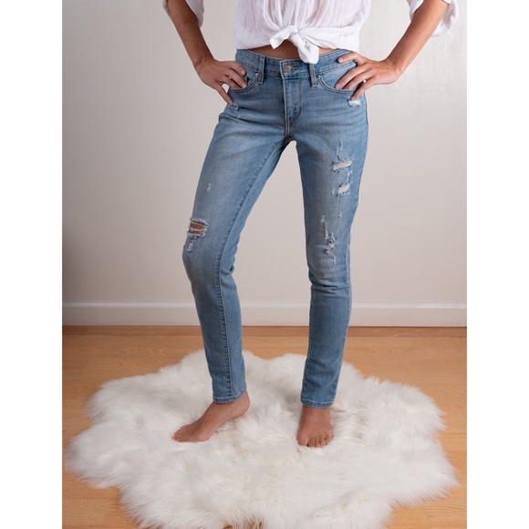 Levi's Denim - Levi’s 711 Skinny distressed light denim Jeans